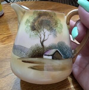 Antique Hand Painted Nippon Morimura Japan Creamer With Moriage Handle